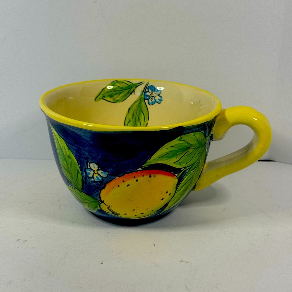 Blue Lemons Ceramic Cup With Lemons